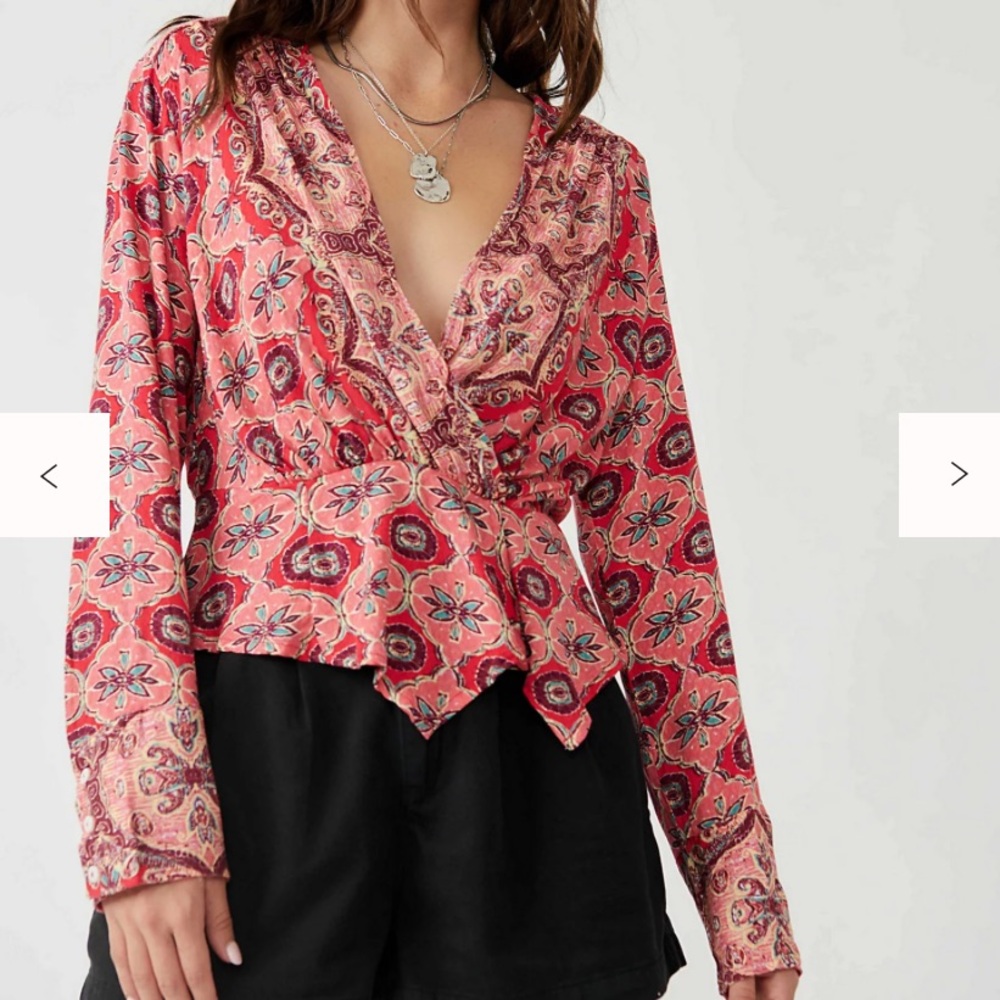 Free People Pink Floral Blouse